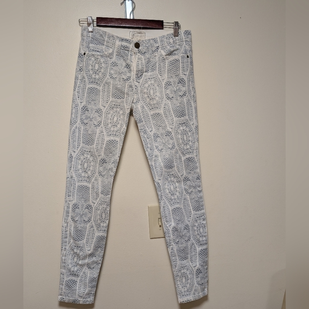 Current/Elliott The Ankle Skinny Jeans | Crochet Print | Size 27